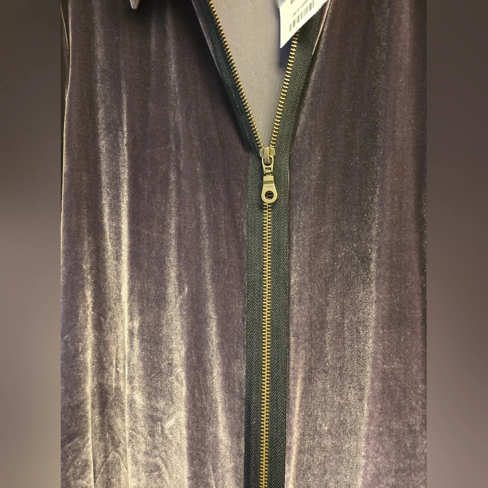Soft Surroundings Vintage Gray Velvet Silk Blend Full Zip Blouse Sz Small - Picture 6 of 12